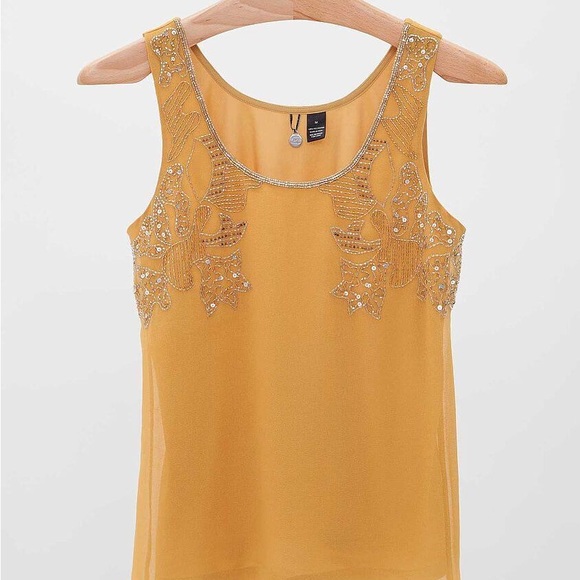 BKE Embellished Sleeveless Tank Top Yellow Gold Size Large - Picture 17 of 17